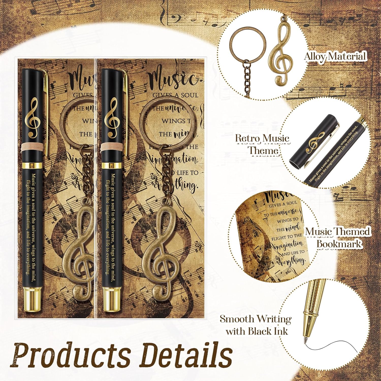Sayglossy 30 Sets Choir Gifts for Teacher Bulk Inspirational Music Pens Keychain Musical Party Favors Motivational Choir Appreciation Gifts for Employee Volunteer Nurse Men Women