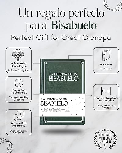 Miniatura 2 de Bisabuelo, comparte tu historia conmigo (Tapa dura) 250+ Preguntas, Regalos para bisabuelo, Feliz Día del Padre, Mejor regalo de sus bisnietos,