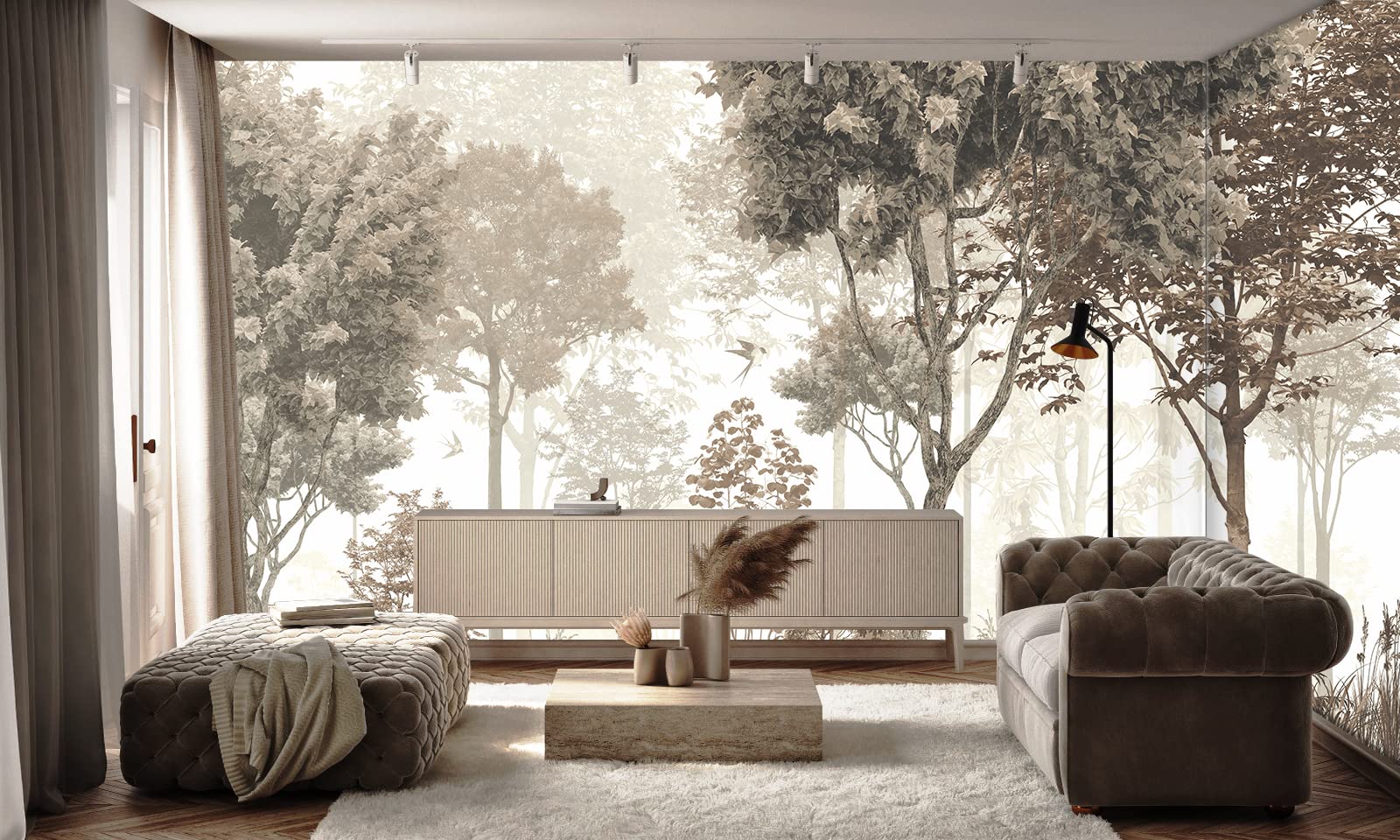MFWFM Vintage Forest Wallpaper Nature Wall Mural Wallpaper for Bedroom Living Room (Not Peel n' Stick)