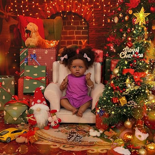 Miniatura 5 de Muñecas Reborn Baby Girl, muñeca realista de 22 pulgadas, muñeca realista afroamericana recién nacida Bebe Caramel de la vida real como muñecas de