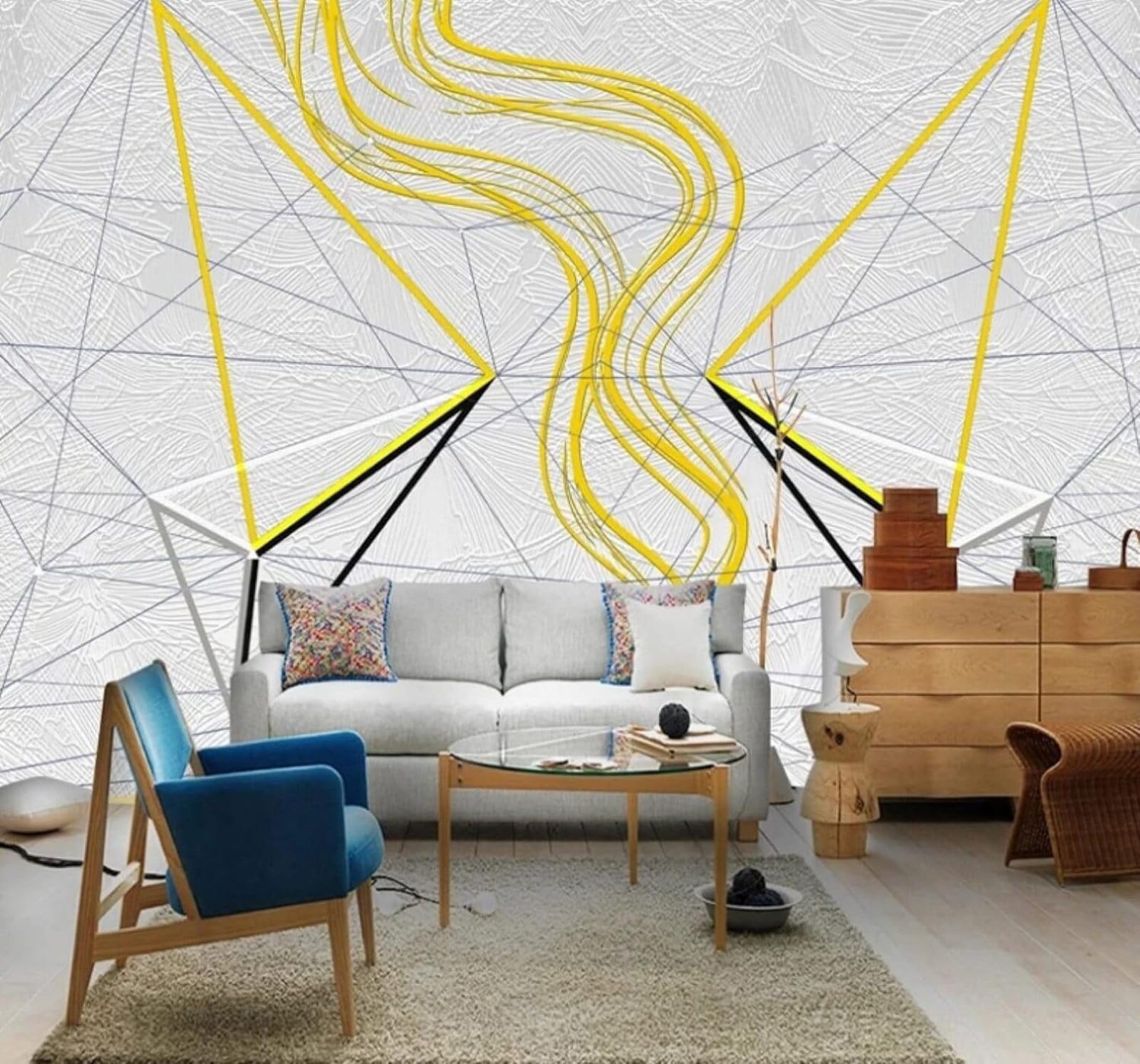 XLMING Minimalist Abstract Geometric Lines Unique 3D Wallpaper Luxury Silk Study Dining Feature Sofa Grey Bedroom Living Room Tv Decorative Wall-150cm×105cm