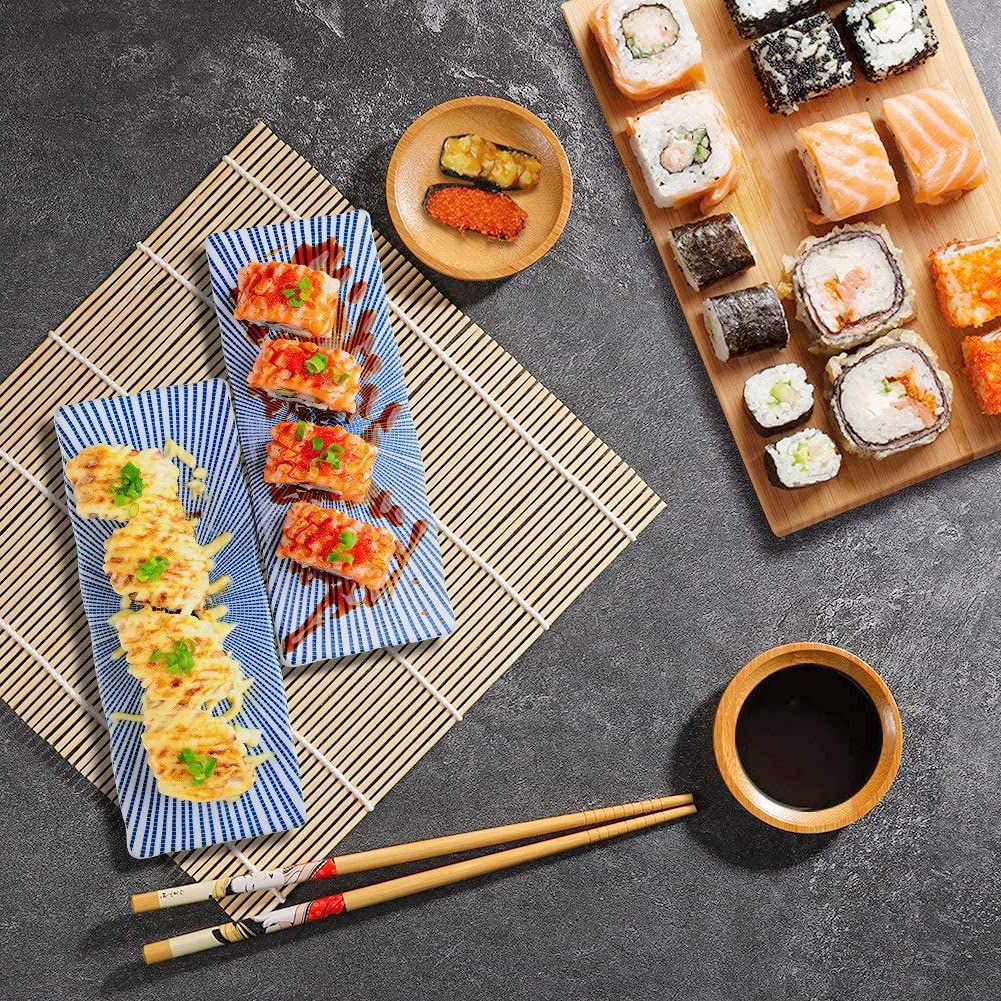 Set De 4 Tapis à Sushi En Bambou - 24x24cm, Parfait Pour Débutants Et Préparation Maison