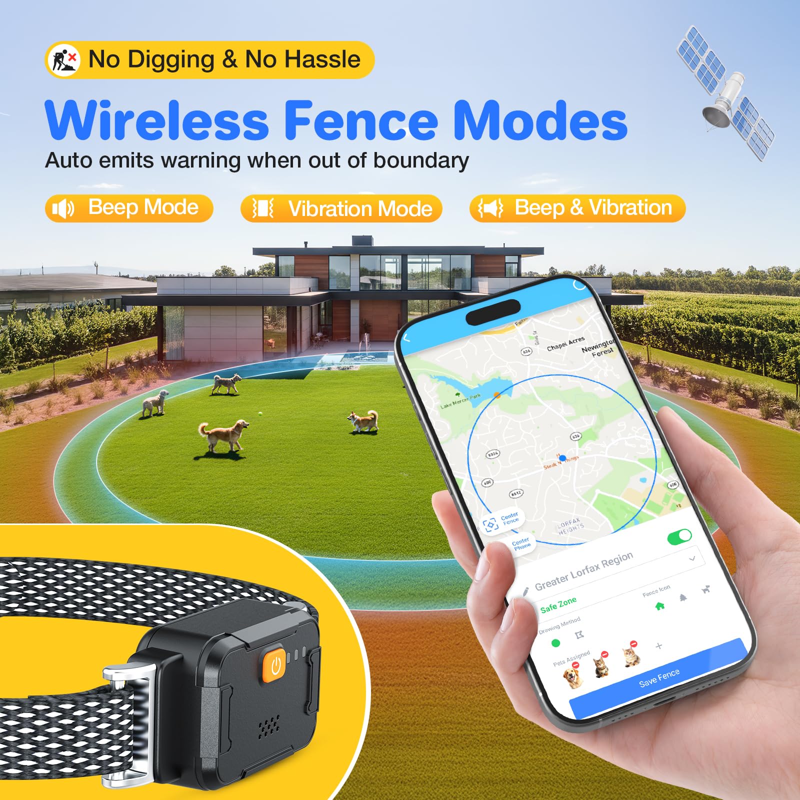 Wireless Dog Fence,Smart Dog Tracker Collar – AI GPS for Dogs, Health & Behavior Monitor, Virtual Fence, Escape Alerts, Waterproof, Comfortable Fit - image 4