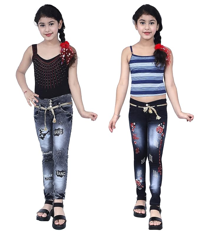 Buy KUNDAN Girl's Slim Fit Jeans (Pack 