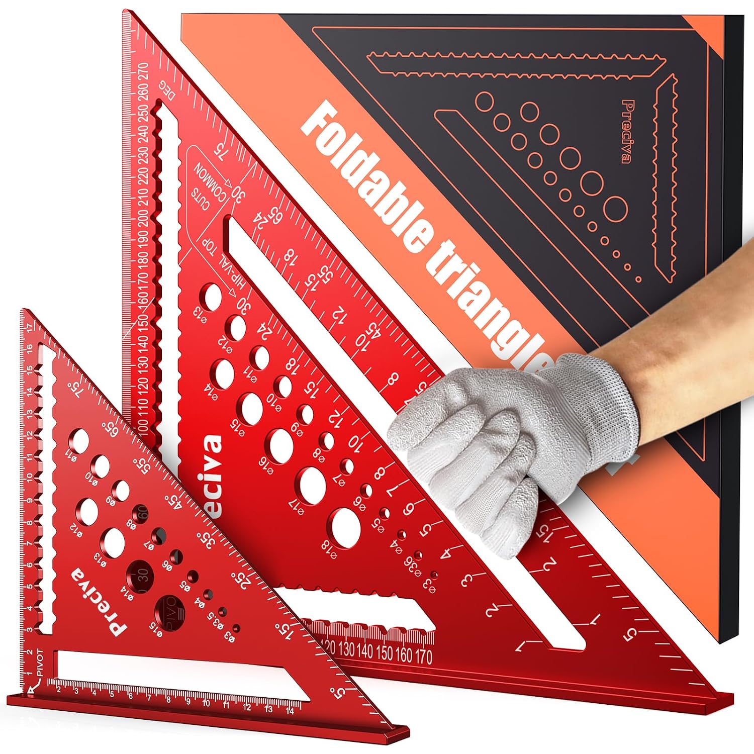 Speed Square Metric, Preciva 7inch+12inch Carpenters Tools with 14 ...