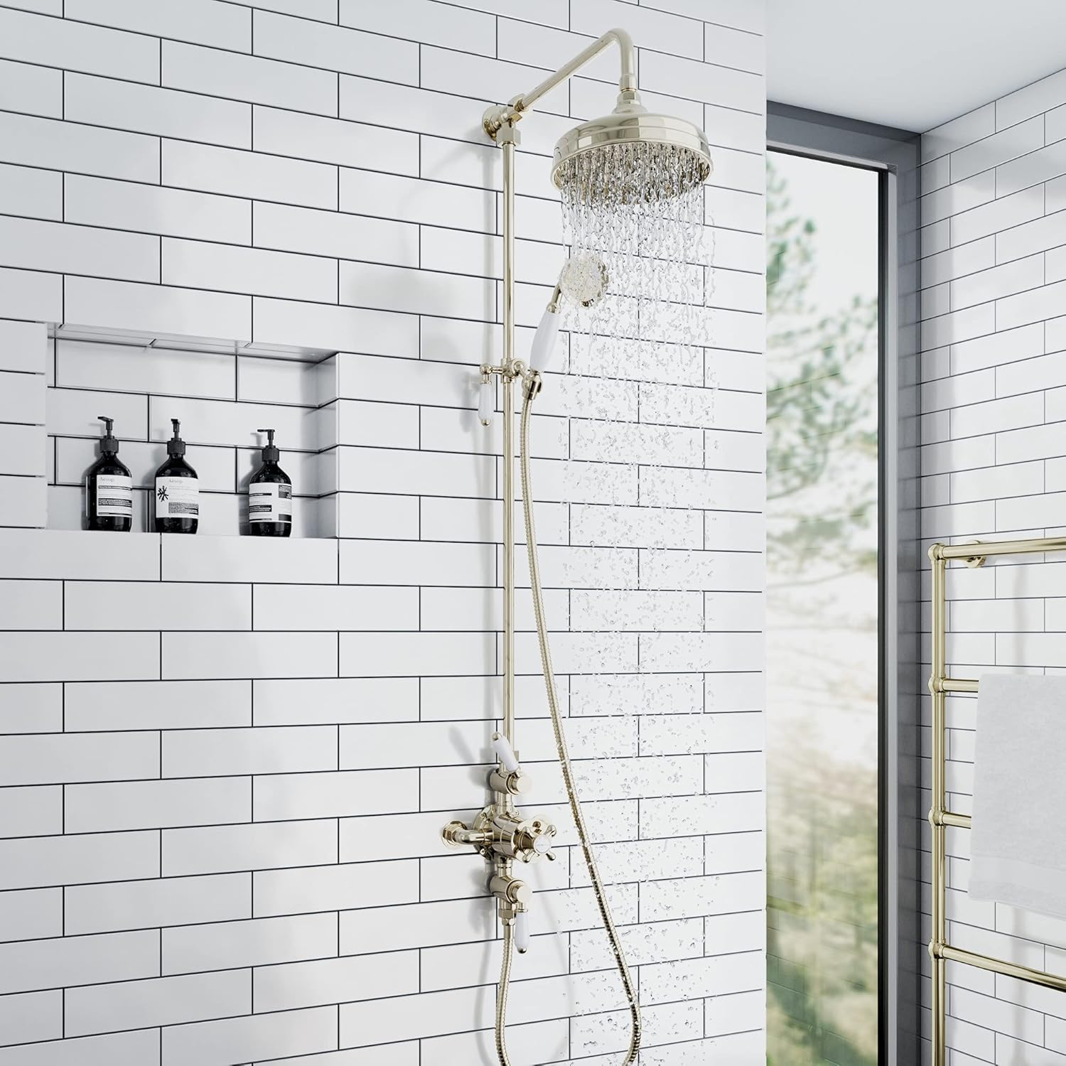 ENKI, Downton, SH0177, Shower Set with 2 Shower Head outlets, Triple ...