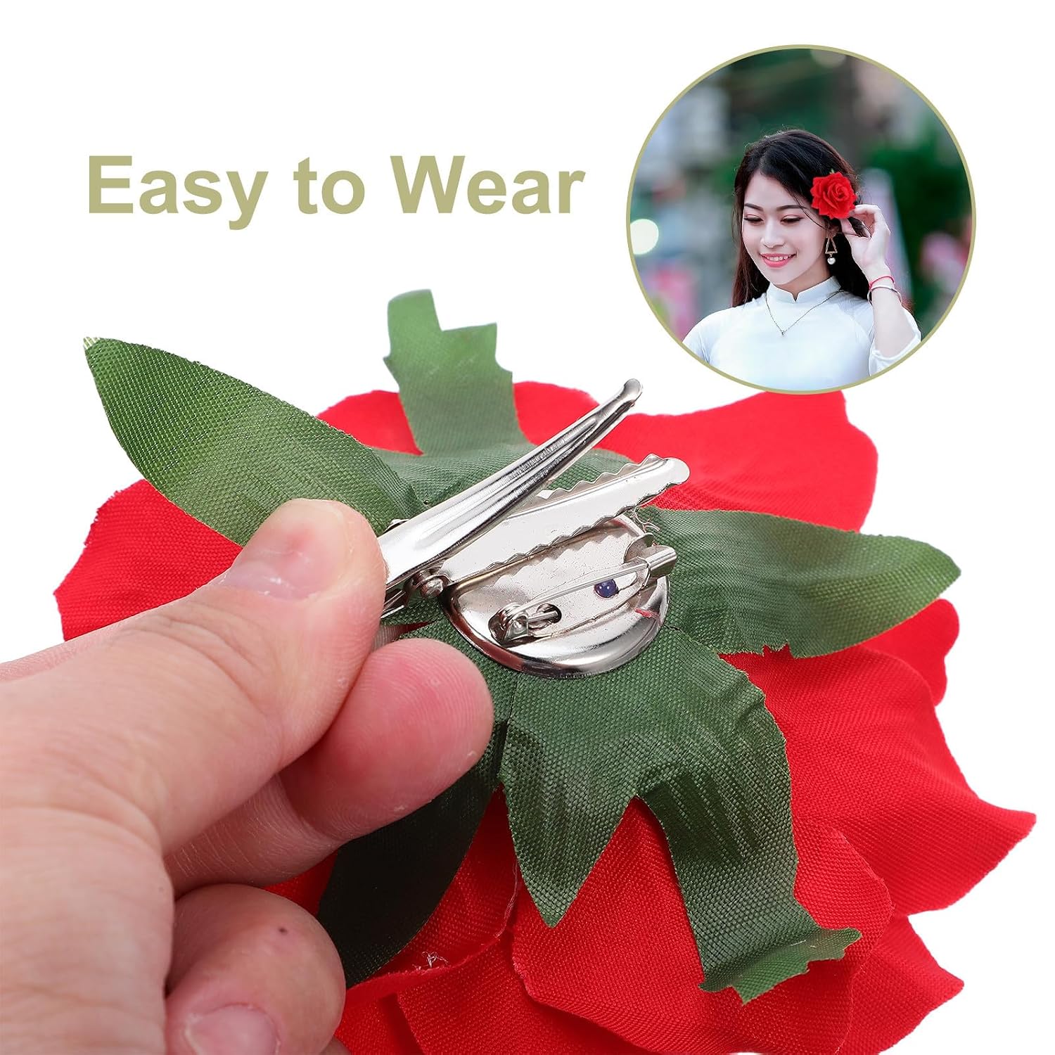 Hair Clip and Pin Brooch Rose Flower for Wedding Banquets image 3