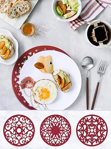 Miniatura 3 de SMARTAKE Juego de 6 salvamanteles de silicona, salvamanteles tallados multiusos, tapetes de cocina aislados, antideslizantes y duraderos, tapete de