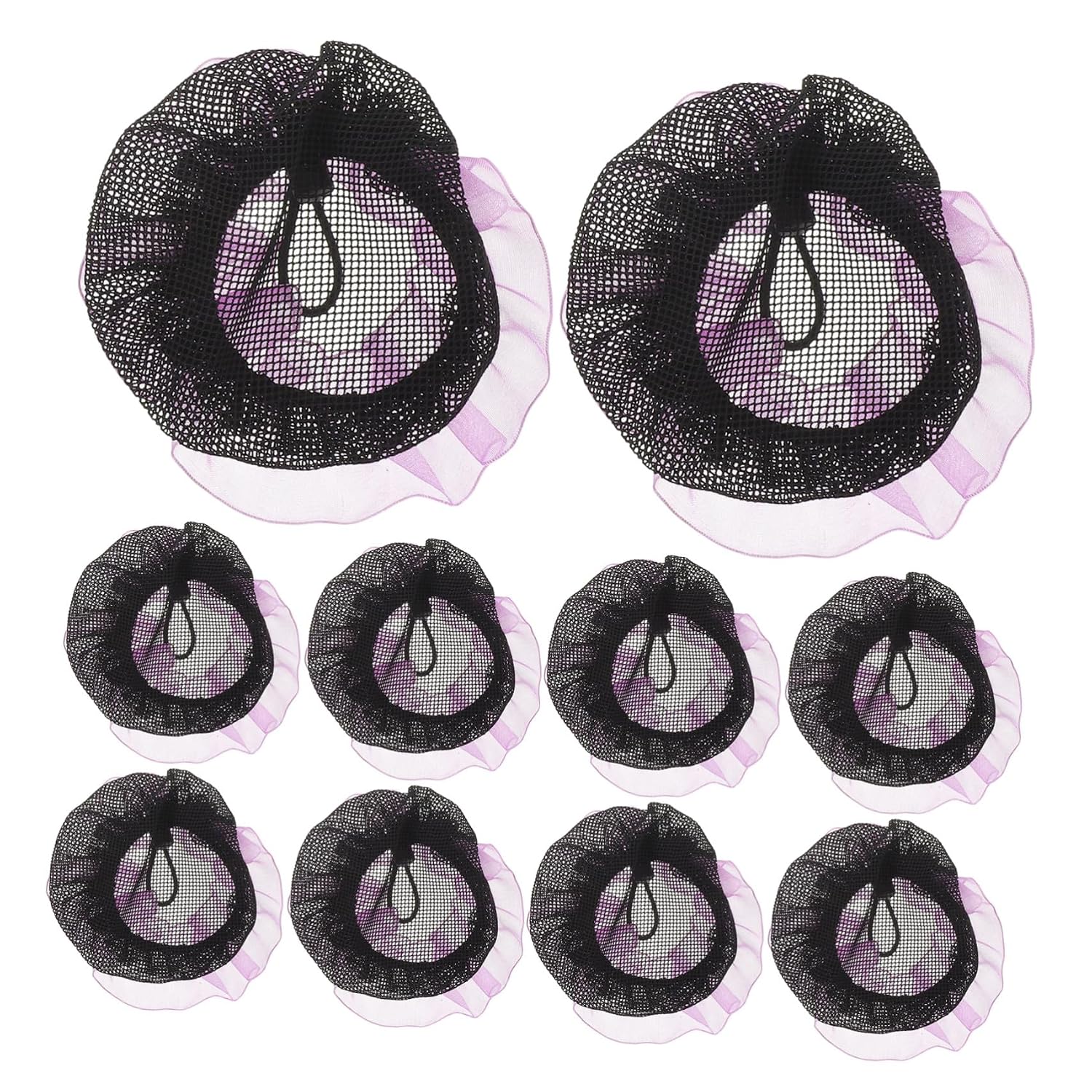 Lurrose 20pcs Invisible Ballet Hair Nets for Women Ballet Bun Holders Mesh Hair Covers with Drawstring Purple Lace for Dance Exams and Performances