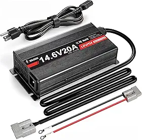 Carregador de bateria de lítio 12V 20A 14,6V LiFePO4 carregador de bateria com conector Anderson para baterias recarregáveis de ciclo profundo LiFePO4 de sistemas solares off-grid