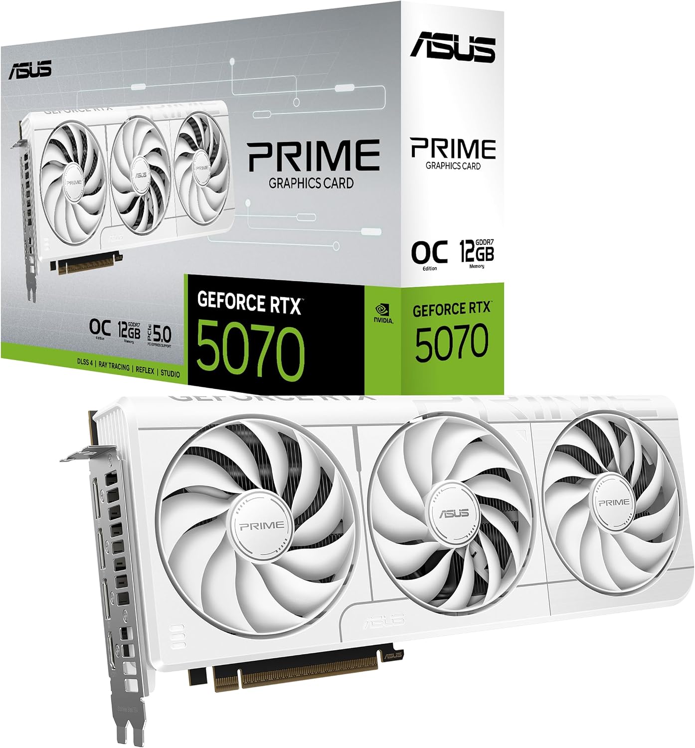 Prime GeForce RTX 5070 12GB GDDR7 White OC Edition Gaming Graphics Card