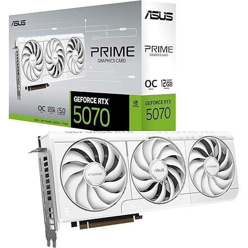 ASUS The SFF-Ready Prime GeForce RTX™ 5070 12GB GDDR7 White OC Edition Graphics Card (PCIe® 5.0, 12GB GDDR7, HDMI®/DP 2.1, 2.5-Slot, Axial-tech Fans, Dual BIOS)
