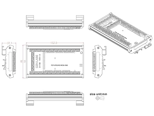 Miniatura 8 de Electronics-Salon módulo adaptador de terminal de tornillos en bloque, para montaje en riel DIN, para Arduino MEGA-2560R3.