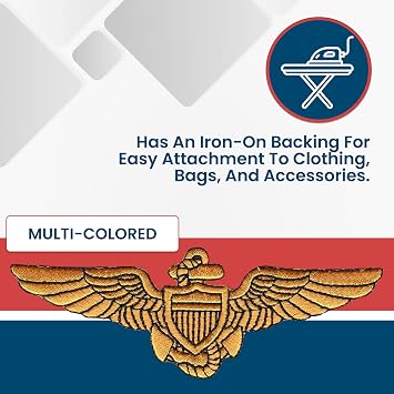 Popular Patch Naval Aviator Pilot Wings Patch Gold -Embroidered Insignia Honoring Naval Aviation Excellence - Sew-On, Iron-On, or Self-Adhesive Application for Jackets, Jackets, Caps & Displays