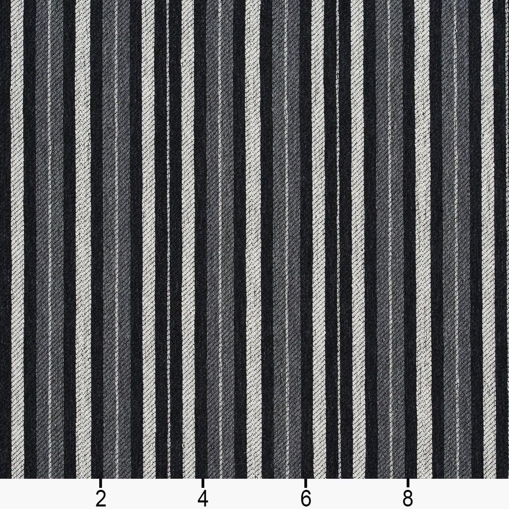 Black, Grey and White Striped Jacquard Upholstery Fabric by The Yard - SKU: Mitchell Onyx