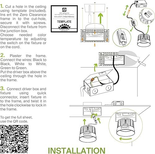 Miniatura 8 de ASD Iluminación LED empotrada Trimless de 6 pulgadas, lámpara de techo de 24 W 120 V, lámpara LED cuadrada regulable sin lata con caja de