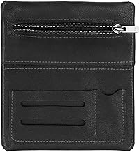 SIMARU Leder Tabaktasche für 30g Tabakbeutel, Dreher-Tasche aus Echtleder mit Filterfach & Blättchen-Halter (Schwarz)