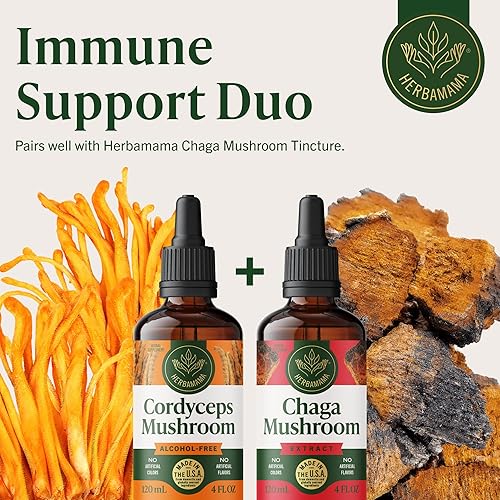 Miniatura 7 de HERBAMAMA Cordyceps Sinensis Tintura - Apoyo inmunológico vegano y defensa con gotas de extracto de hongos Cordyceps - Suplemento de inmunidad
