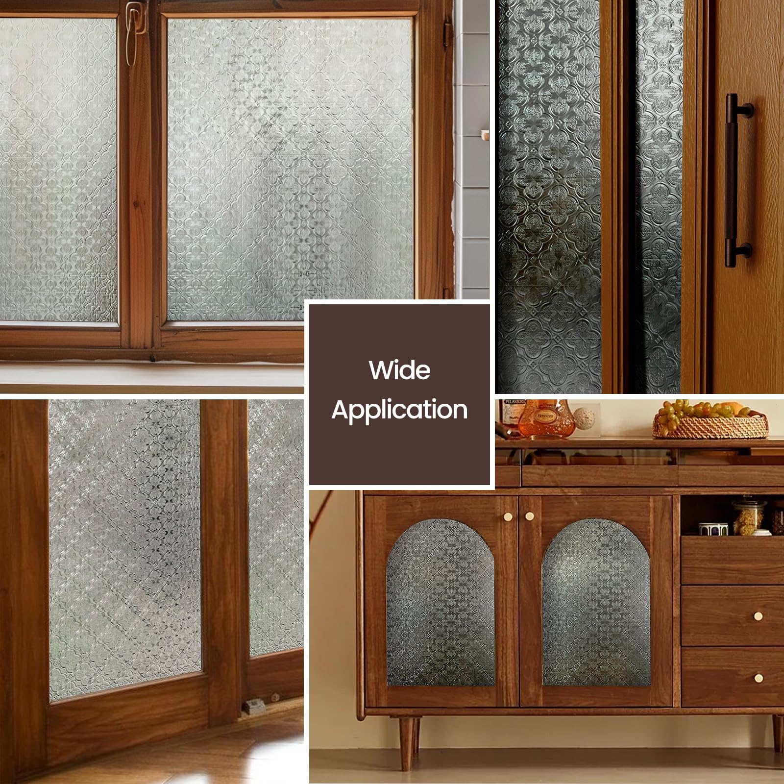 3D-Buntglas-Fensterfolie Mit Vergoldeten Blumen – Sichtschutz Für Badezimmer & Türen, 59,9x89,9 Cm, Statisch Haftend, UV-Schutz