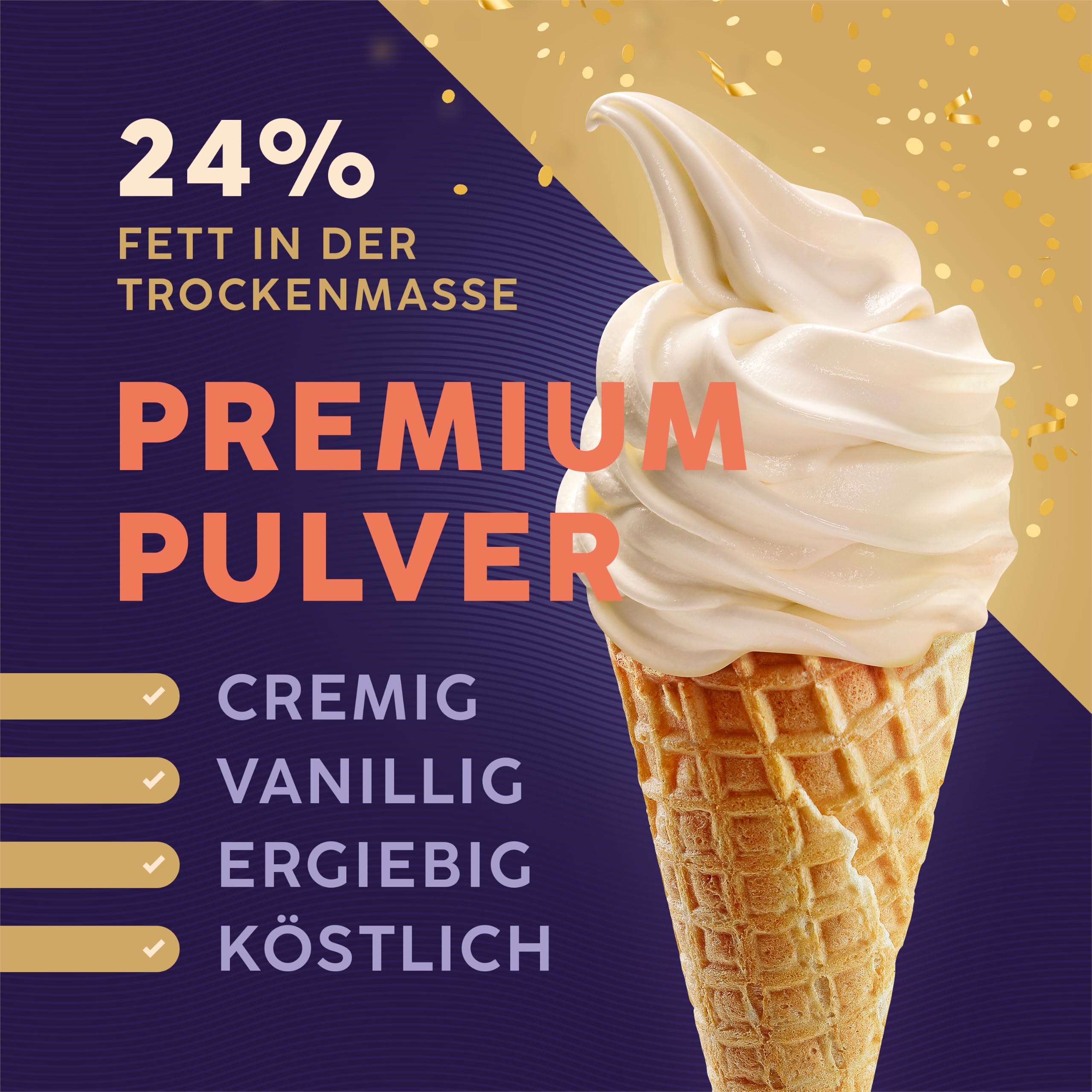 Bounce24 Softeispulver für Eismaschine | Vollmilchpulver enthalten, nur Wasser anrühren, cremig, ohne extra Milch