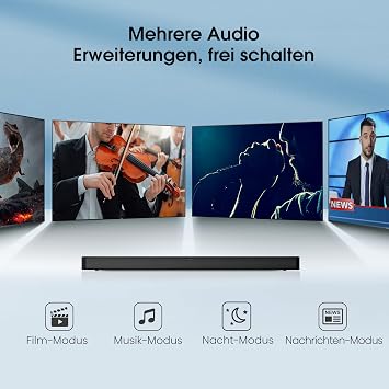 Hisense HS205G 2.0 Channel Soundbar 120 Watt DTS Virtual: X Bluetooth 5.0 HDMI Arc USB Optical Equalizer Wall Mounting Possible Black