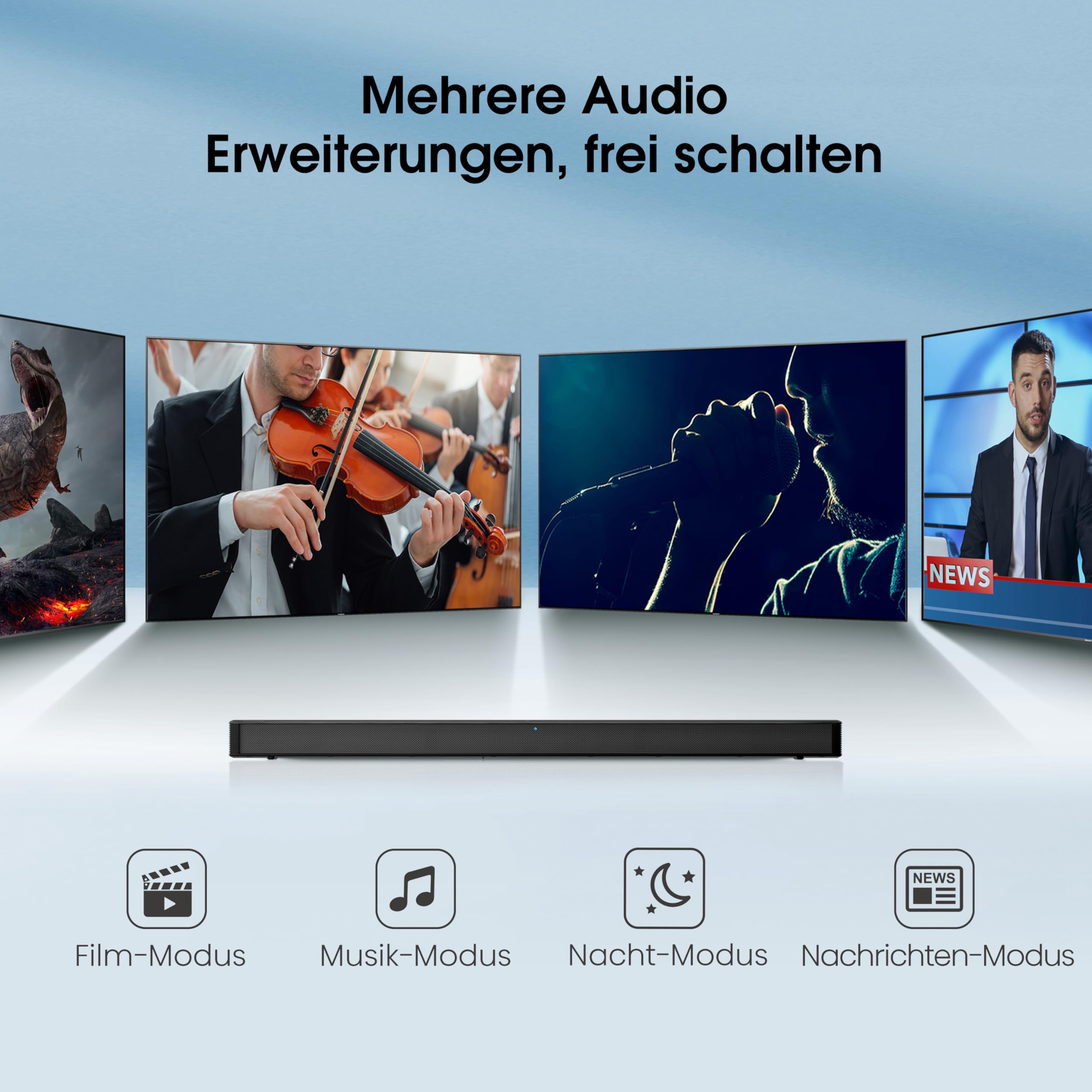 Hisense HS205G 2.0 Kanal Soundbar, 120 Watt, DTS Virtual: X, Bluetooth 5.0, HDMI Arc, USB, Optisch, Equalizer, Wandmontage möglich, schwarz