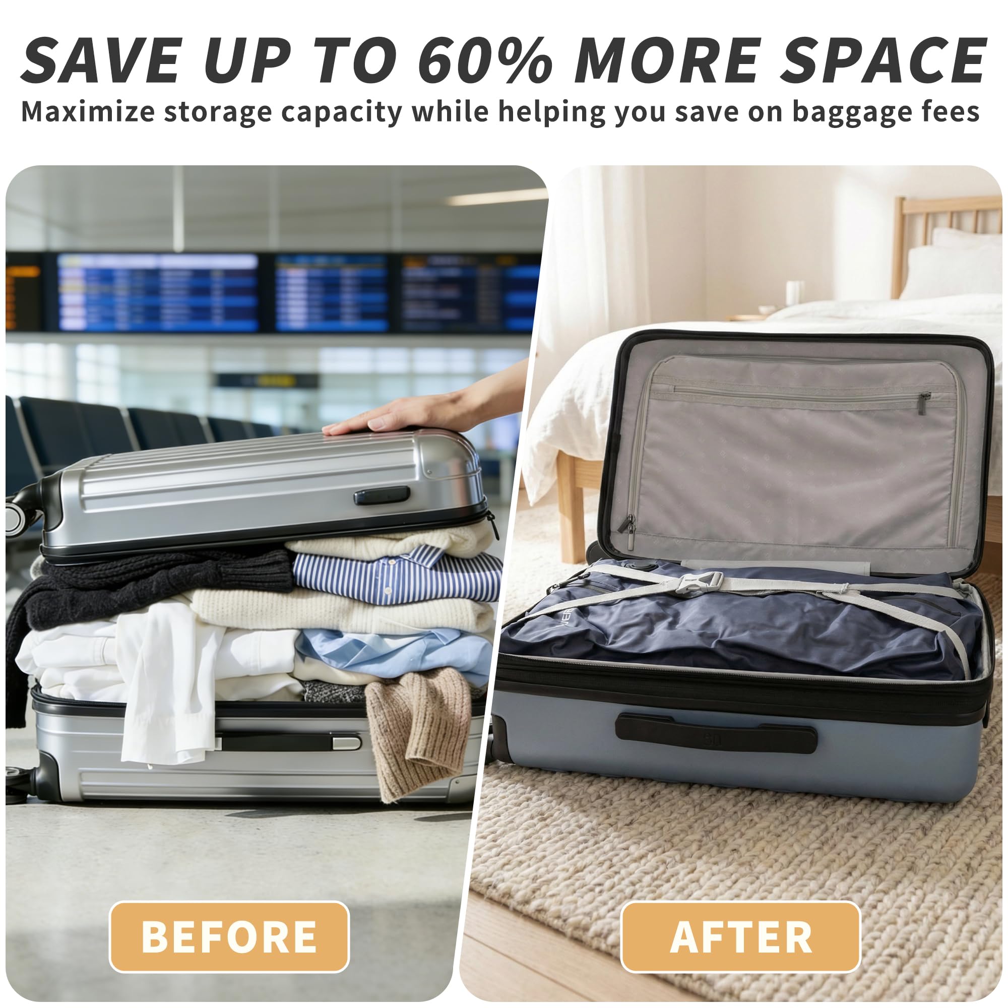 Bolsa de vacío para viajes, bolsas de compresión al vacío profesionales, IPX8, impermeables, reutilizables, antidesgarros, ahorran espacio, bolsas de almacenamiento al vacío con bomba para