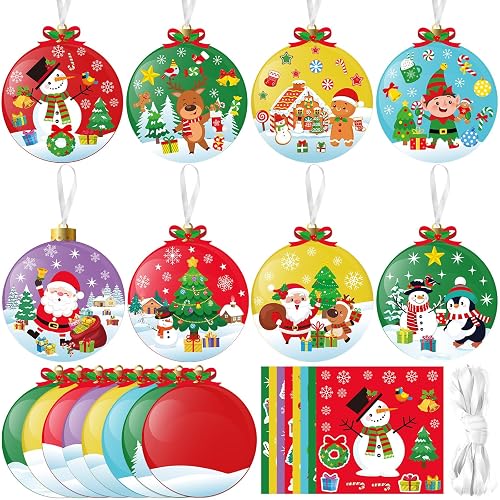 Chiisong 48 Pcs Christmas Ornament DIY Kit with Stickers, Xmas
