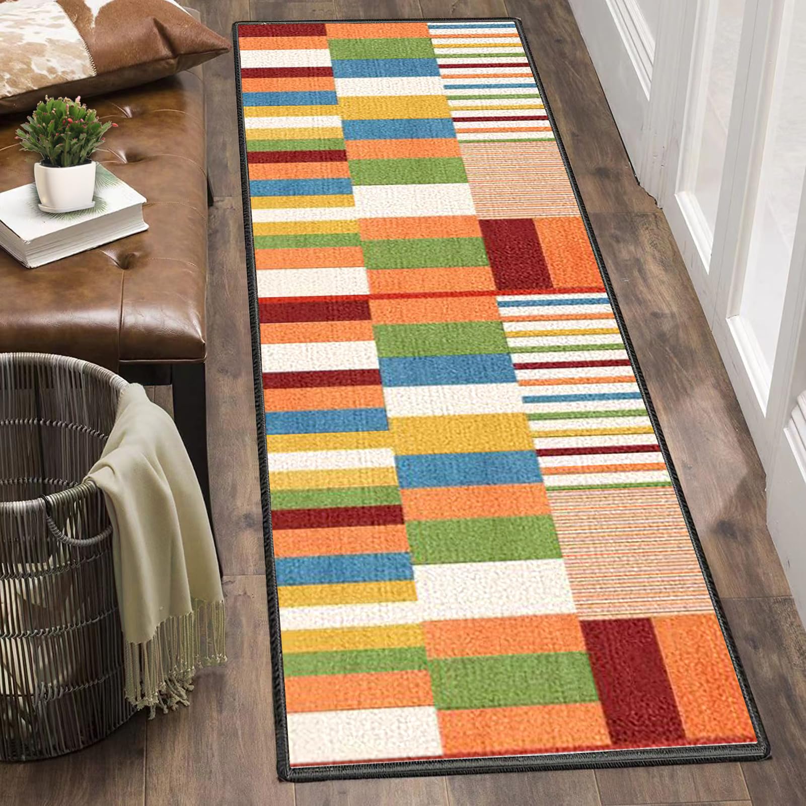 Dywan do korytarza 60 x 120 cm antypoślizgowy dywanik kuchenny zmywalny długi dywan do sypialni krótkie włosie wąski długi dywan wejście do salonu mata chłonna