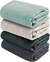 CottCare Baby Muslin Swaddle Blankets 4-Pack - 100% Cotton Breathable Soft Wraps for Boys Girls 40x40 Inch Multi-Use