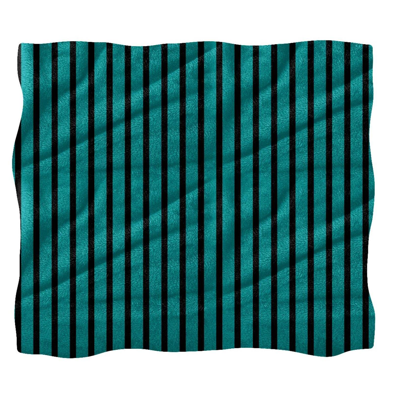 Couverture polaire douce plaid lit canapé chaud rayures noir vert