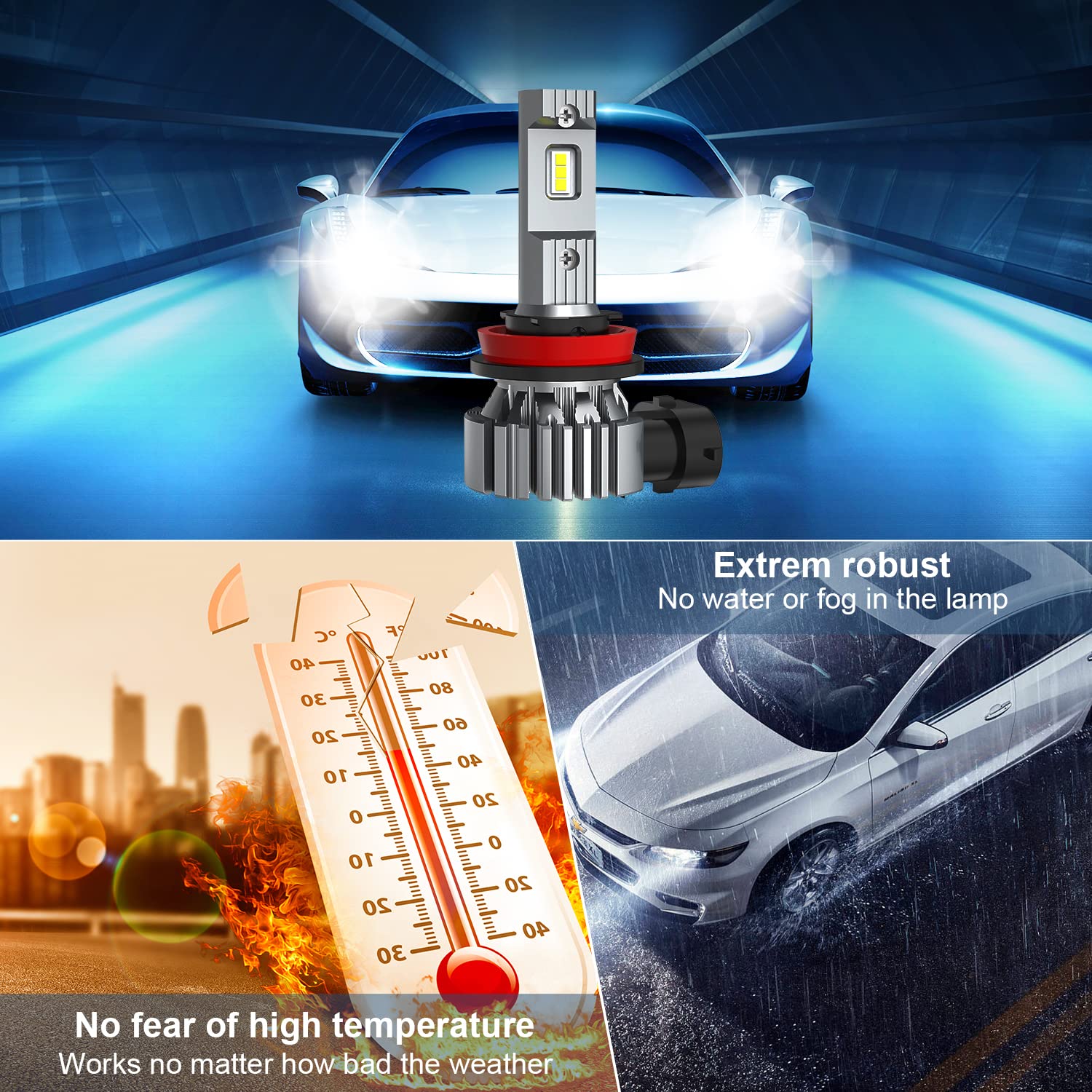 H11 CSP LED Headlight Kit High Low Beam Bulb Super Zambia