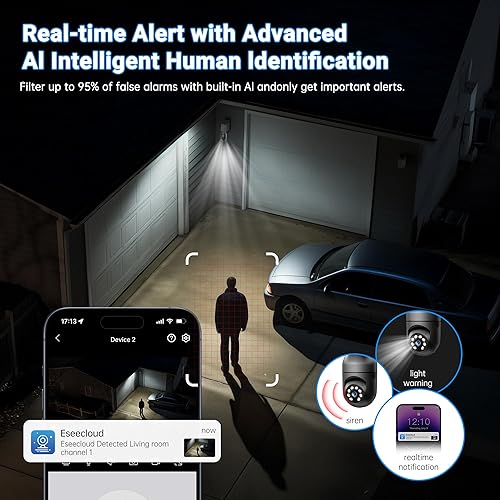 Miniatura 6 de Cámara de seguridad con bombilla de 2K, 2.45GHz, Wi-Fi 6, cámaras de seguridad inalámbricas para exteriores, cámaras PTZ de 360 para seguridad en el