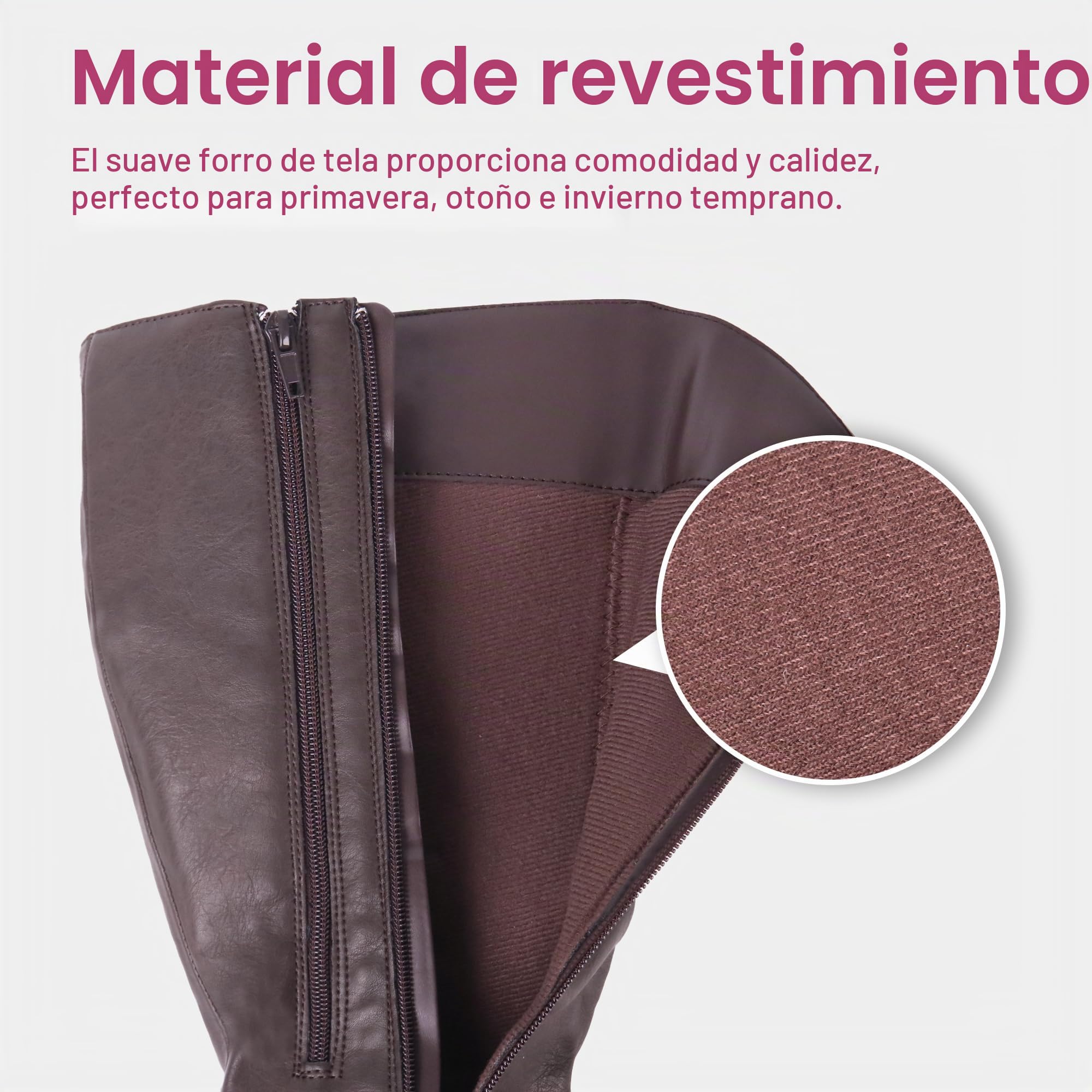 Hawkwell Botas de montar hasta la rodilla con doble cremallera y pantorrilla ancha para mujer