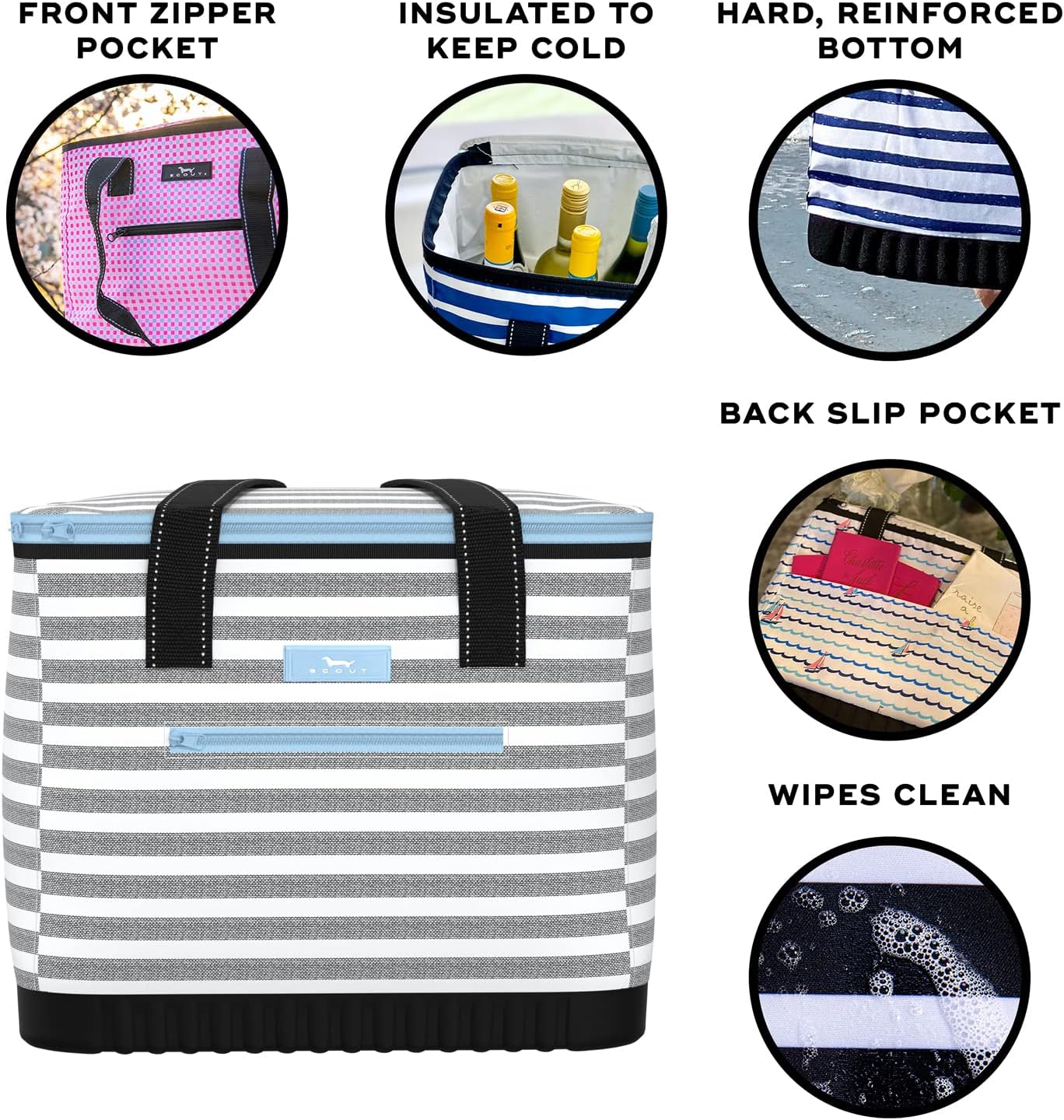 SCOUT The Stiff One - Large, Soft, Lightweight, Insulated Cooler with Hard Bottom, Beach, Family, Travel, Picnic Cooler