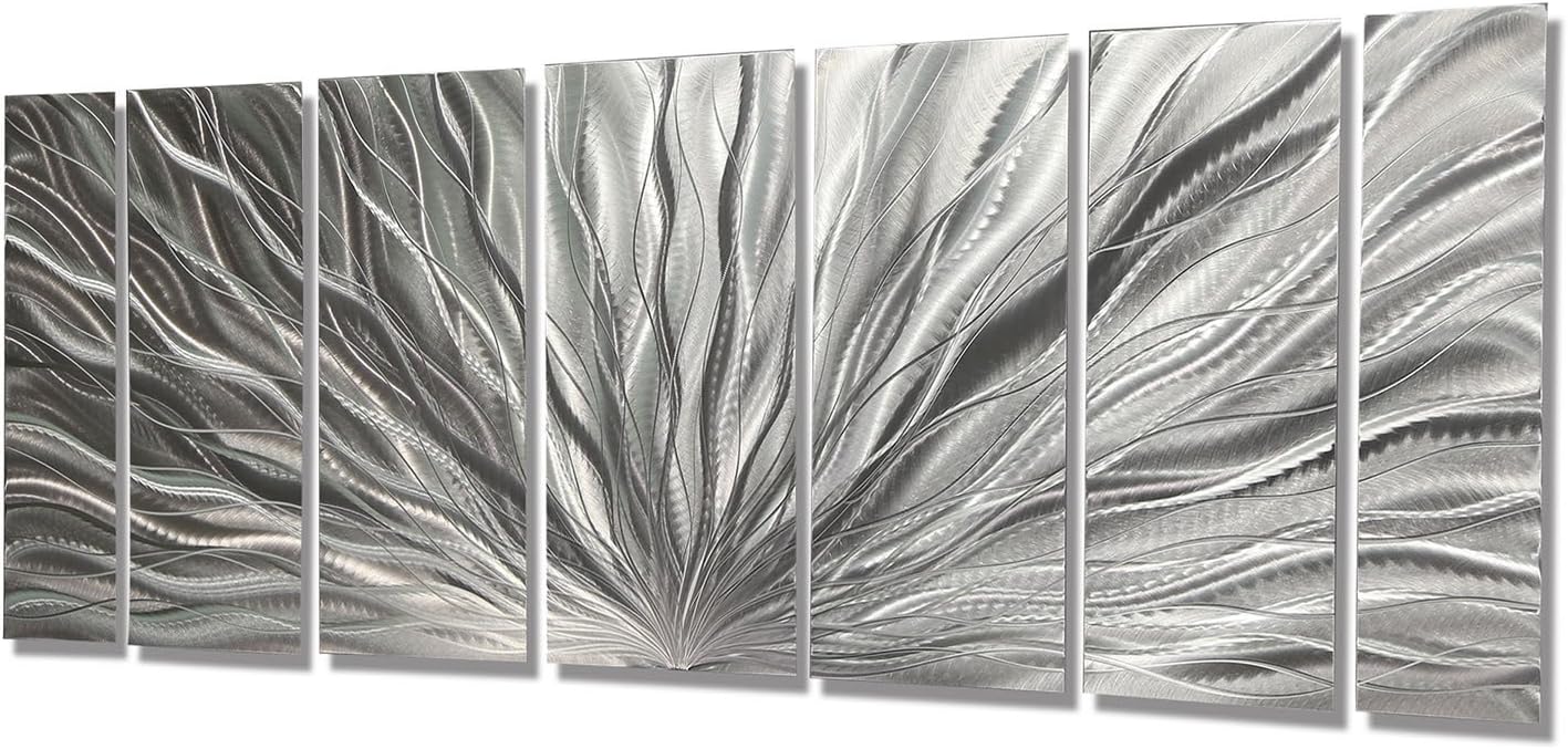 Statements2000 Contemporary Metal Art Large Aluminum Wall Art, Modern Abstract Metal Wall Art, Indoor Outdoor Artwork For Walls - Silver Plumage By Jon Allen : Home & Kitchen