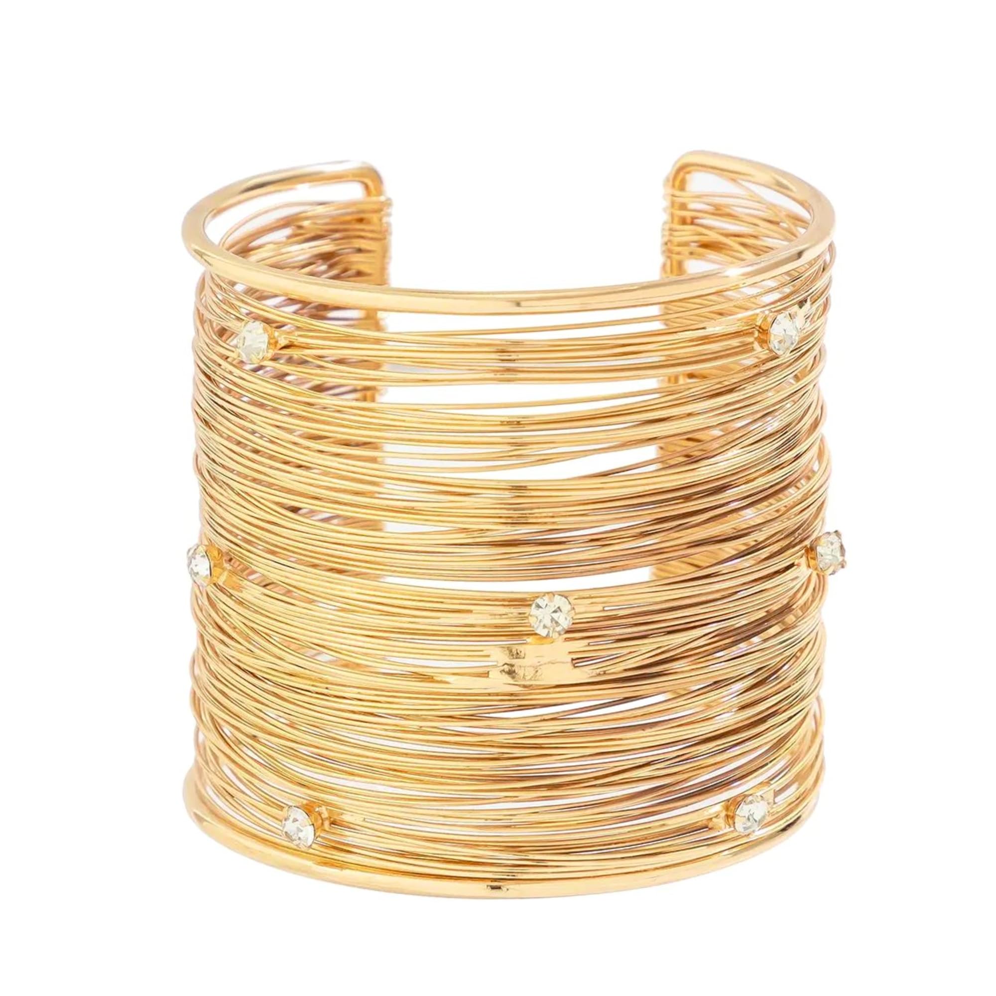 SALVE Statement Chunky Silver Zirconia Studded Gold Bracelet for Women | Hand Cuff Bracelet for Women, Open Free-Size Adjustable Bangles Stack (B0CX1R8QB5) Amazon Price History, Amazon Price Tracker