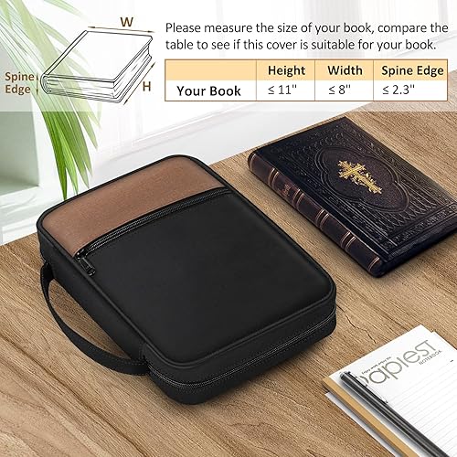Miniatura 44 de FINPAC Funda para la Biblia, funda de transporte para libros, bolsa protectora para la Biblia con asa y bolsillo con cremallera, regalo para madre