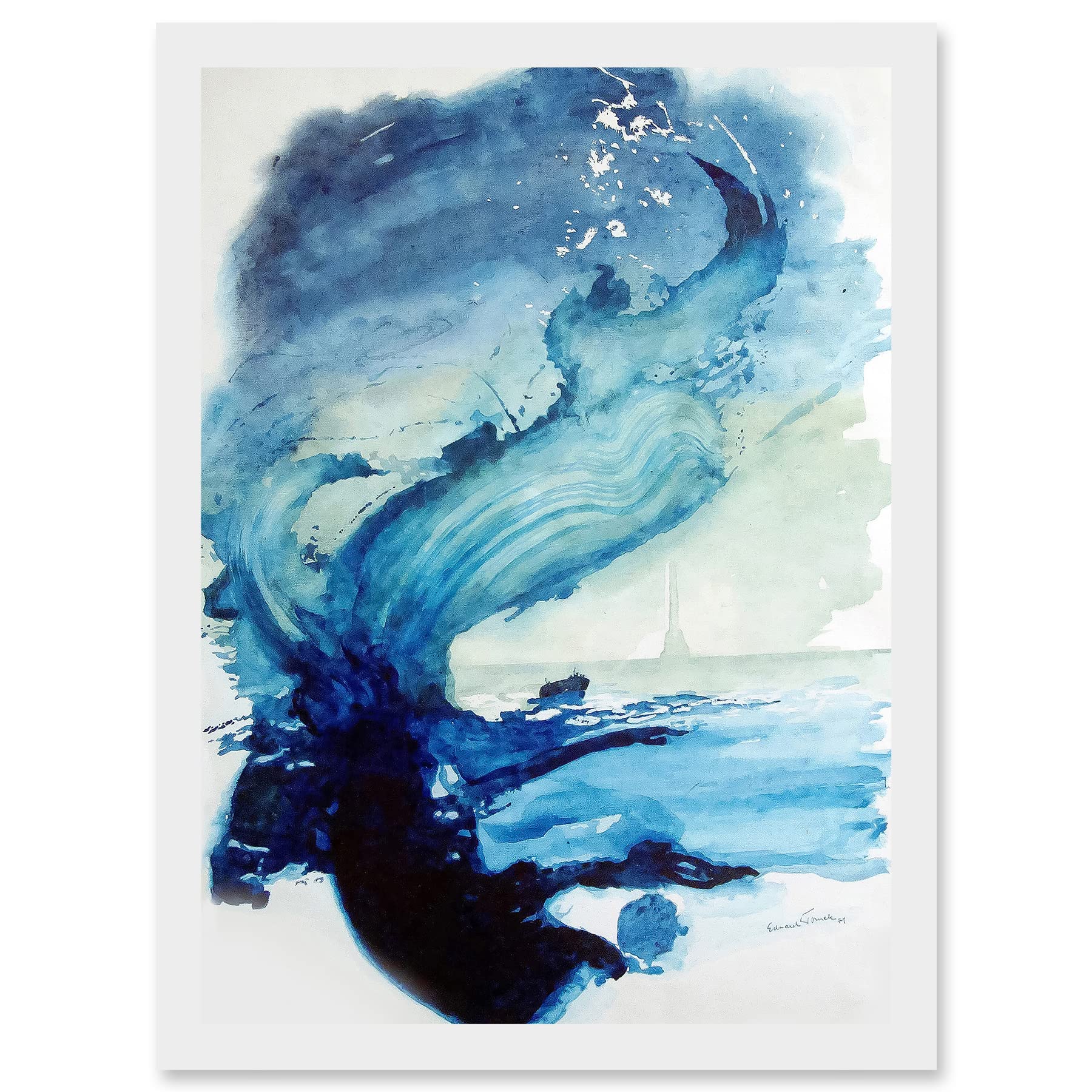 Wee Blue Coo Eduard Tomek Sea Abstract Lighthouse Painting Artwork Framed Wall Art Print A4