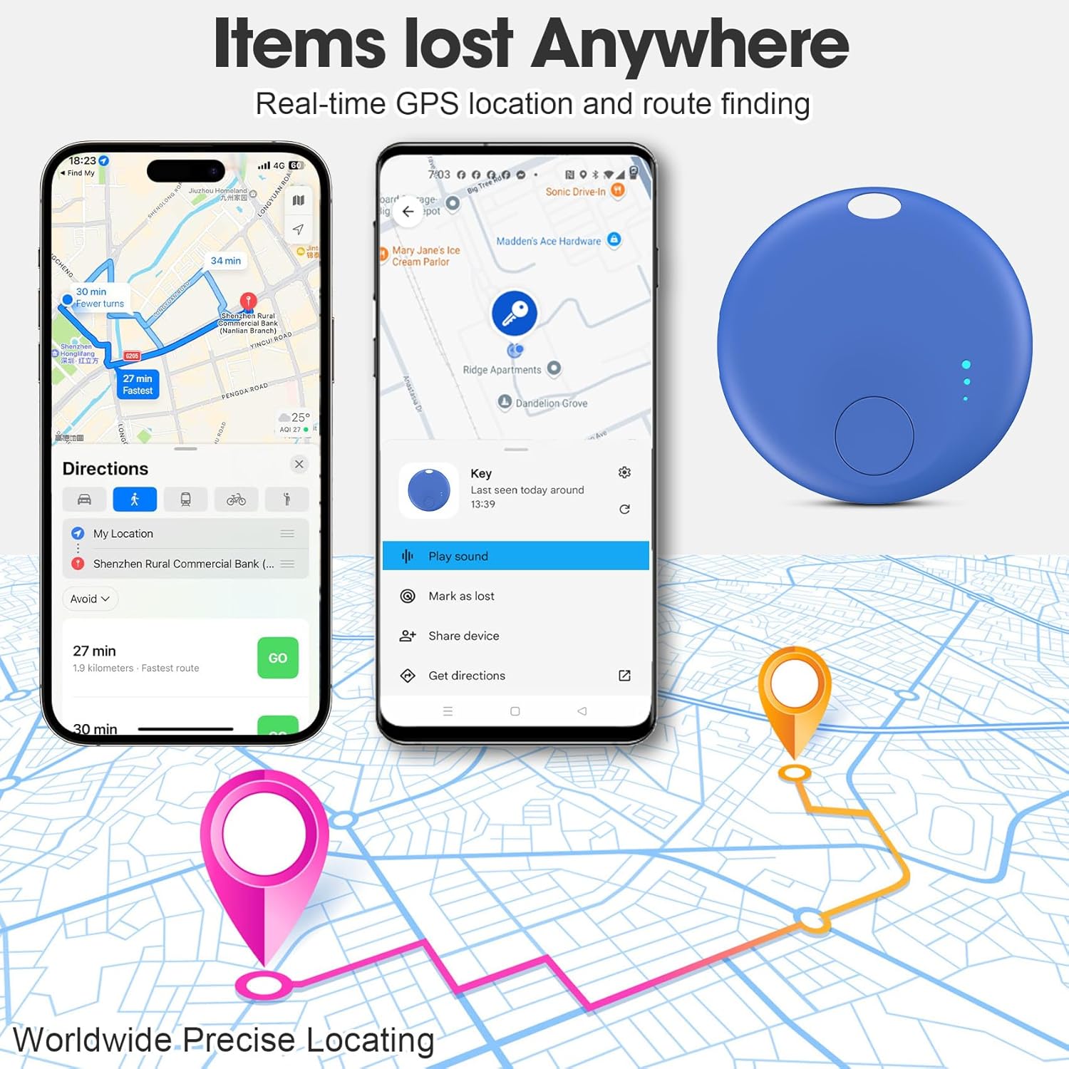 Air Tracker Tag for Android or iOS, Tracker Tags-4 Pack Smart Tag, Dual System Both iOS and Android Tracker Tags, Apple Find My or Google Find Hub App, Keys Finder Item Locator for Wallets (Blue)