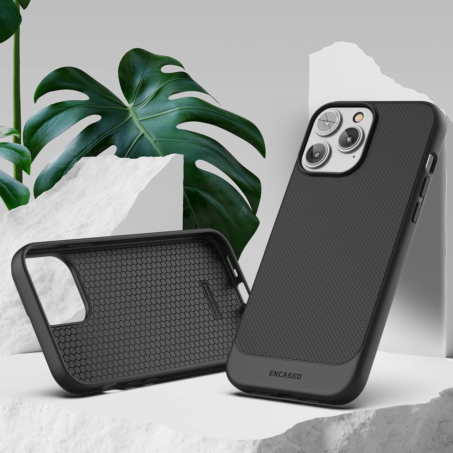 Encased Thin Armor Designed for iPhone 14 PRO Belt Clip Case, Slim Fit Phone Case with Holster (Matte Black) - Image 7