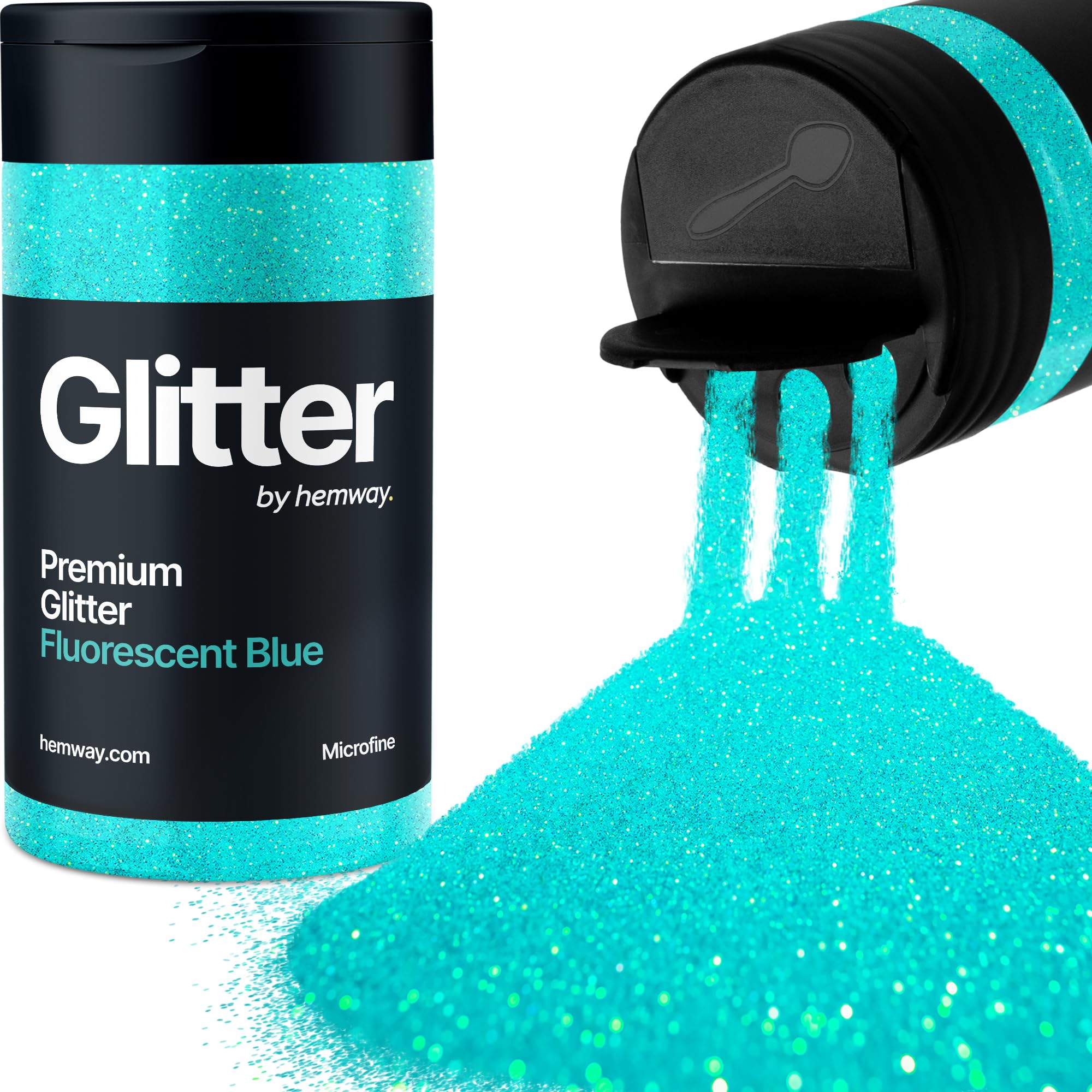 Fluorescent Blue Glitter Shaker, 130g Microfine Glitter, Crafts 1/256" Metallic Flake Blue Sequins, Resin & Epoxy Crafts