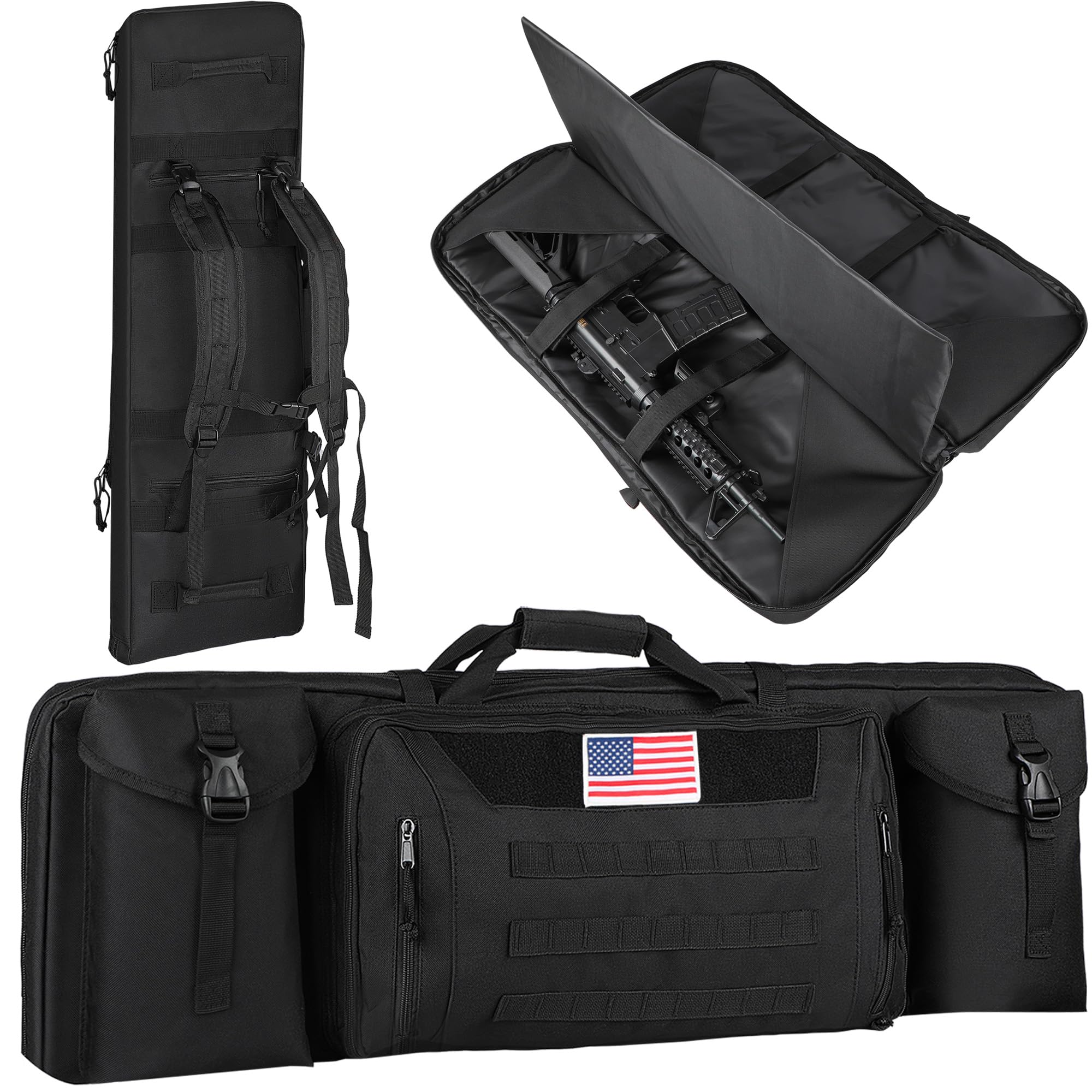 Photo 1 of Espmotic 42" Double Rifle Case Soft Bag - Long Gun Backpack for 2 Rifles & Pistols, Padded Range Bag, Heavy Duty Waterproof for Hunting Shooting
