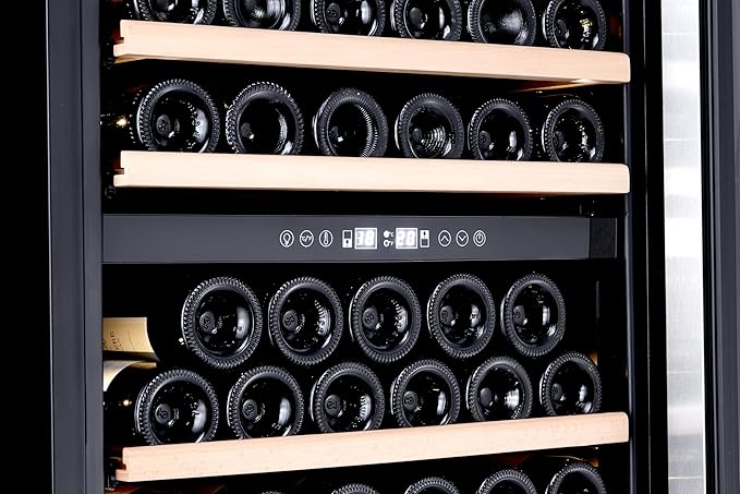 Honeywell 174 Bottle Dual Zone Compressor Wine Cooler Refrigerator, Large Freestanding Wine Cellar For Red, White, Champagne or Sparkling Wine, Digital Temperature Control, Stainless Steel on Fridge.com