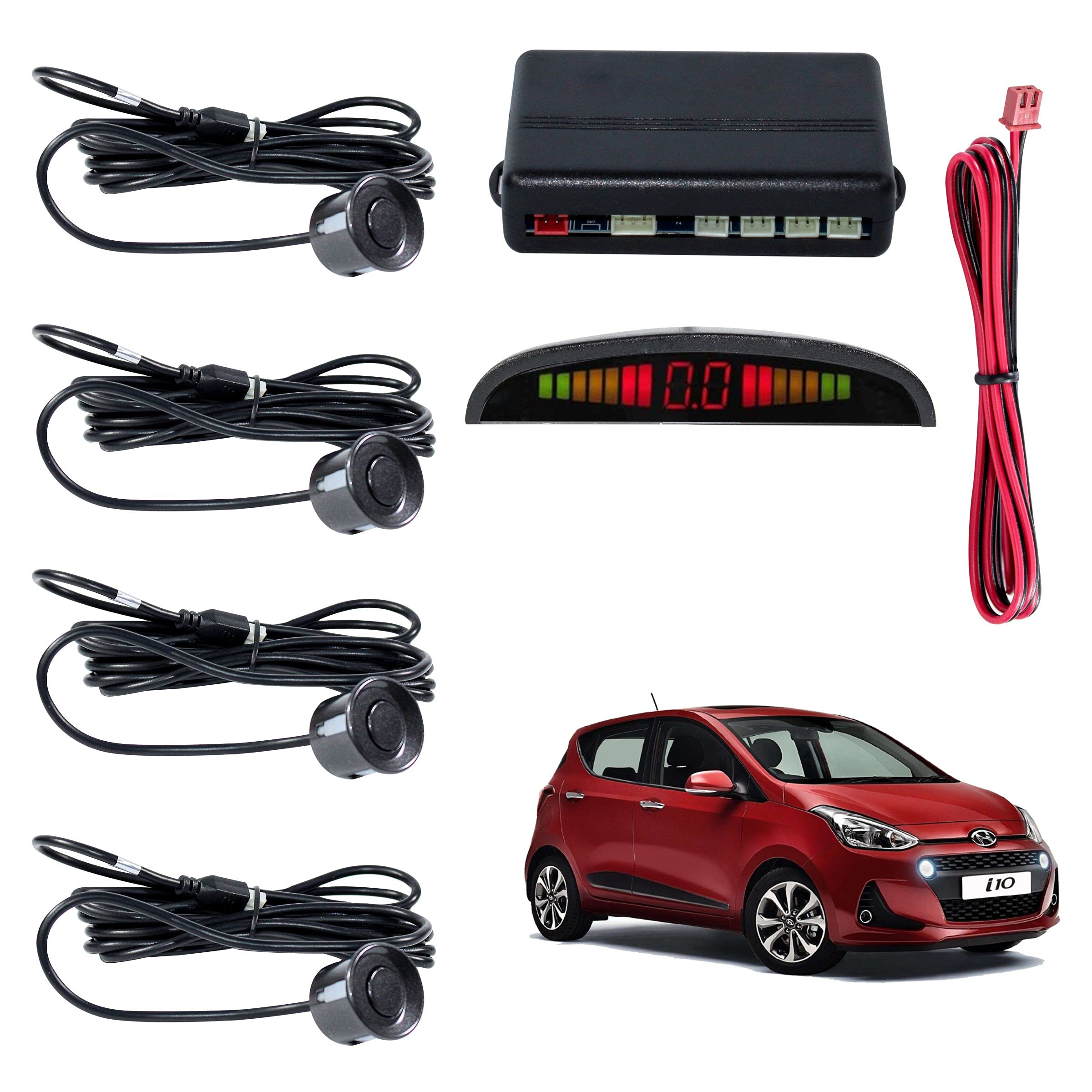 Car Reverse Parking Sensor with LED Display 4 Sensor Reverse Parking Auto Radar Detectors For Hyundai i10 (Black)-picture-13
