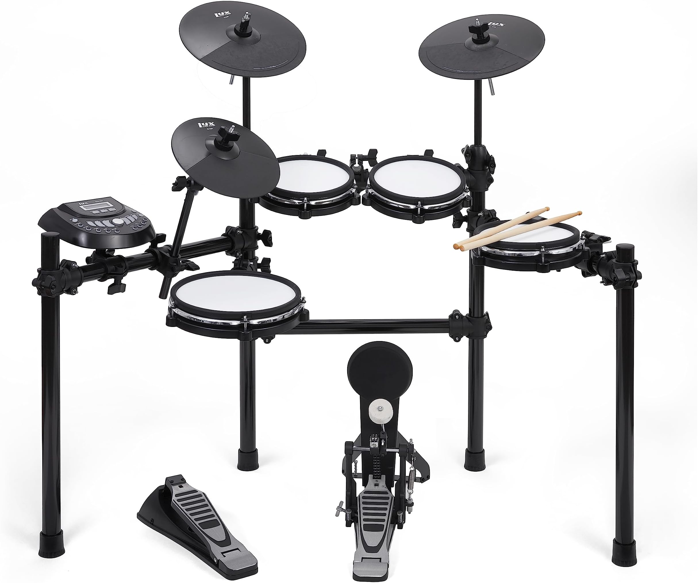 8-Piece Electronic Drum Kit, Professional Drum Set with Real Mesh Fabric, 448 Preloaded Sounds, 70 Songs, 15-Song Recording Capacity, Choke,Rim,Edge Capability & Kick Pad, Drum Sticks Included