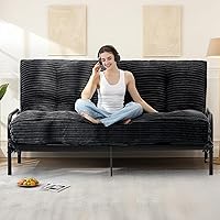 10" Thick Full Size Futon Mattress - Ultra Comfort Japanese Floor Sofa Bed for Adults, Black (No Frame)