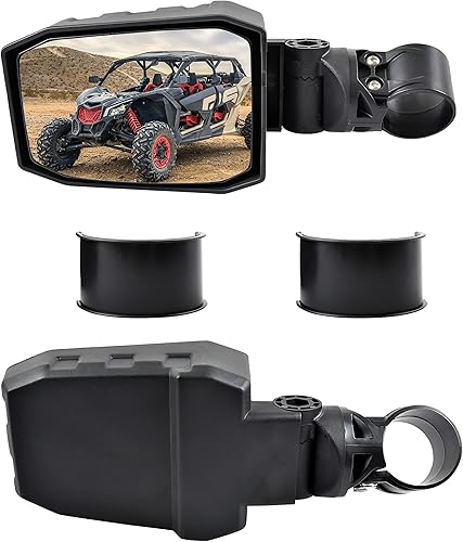 Miniatura 5 de SAUTVS Espejos laterales retrovisores ajustables para Can-Am Maverick X3, diseño más amplio, espejos laterales convexos transparentes plegables para