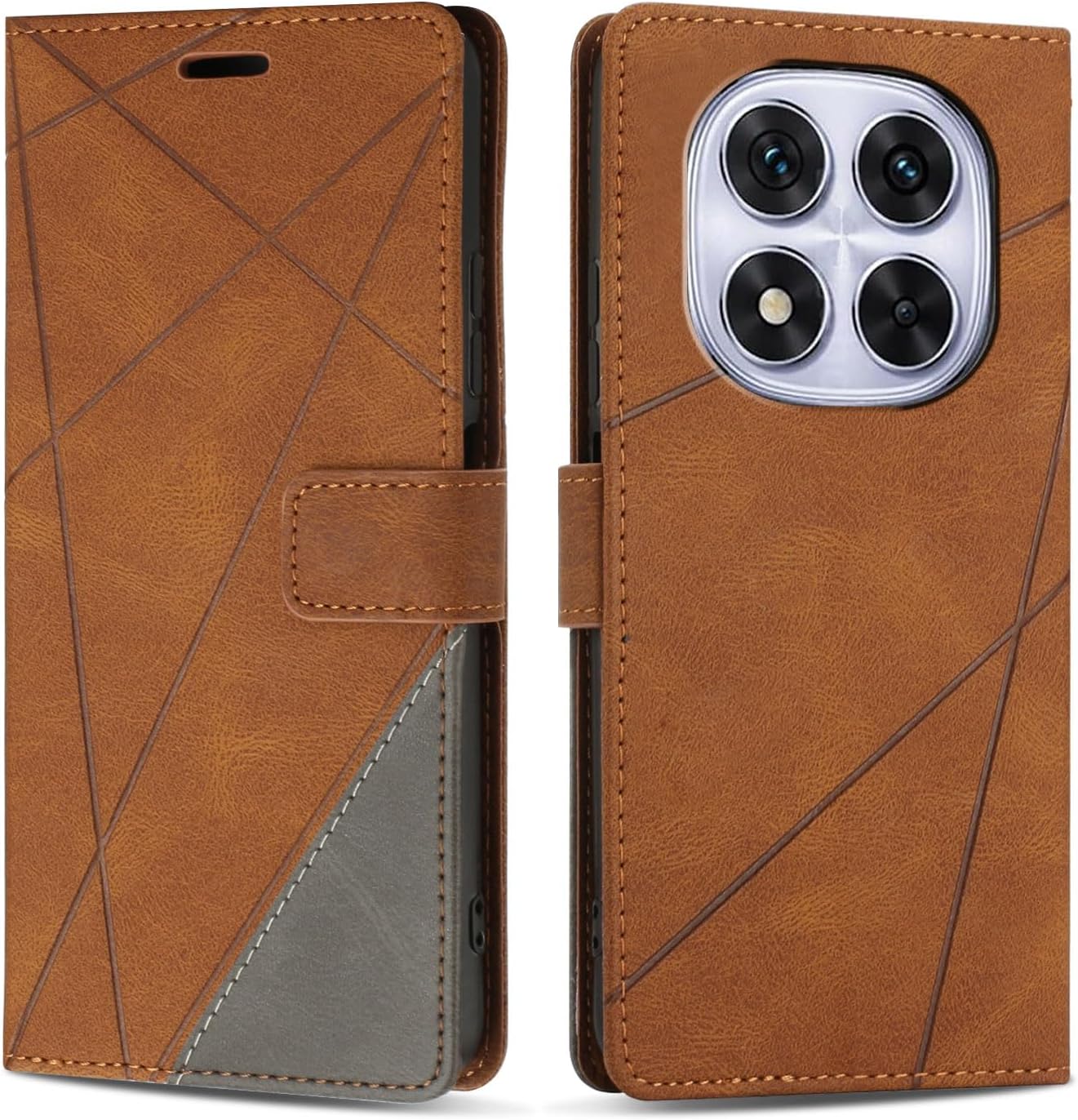 Case for Xiaomi Redmi Note 14 Pro 4 G Mobile Phone Case Premium PU Leather Flip Case Wallet Silicone Protective Flip Case for Xiaomi Redmi Note 14 Pro 4 G Brown