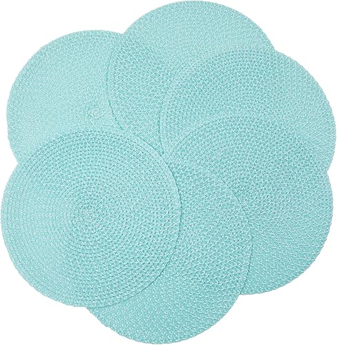 Miniatura 8 de SHACOS Juego de 6 manteles individuales redondos trenzados, de dos tonos, lavables, resistentes al calor, para mesa de comedor, hogar, boda, fiesta,